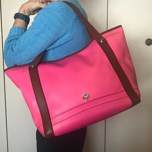 Vintage Kate Spade Hot Pink Leather Tote